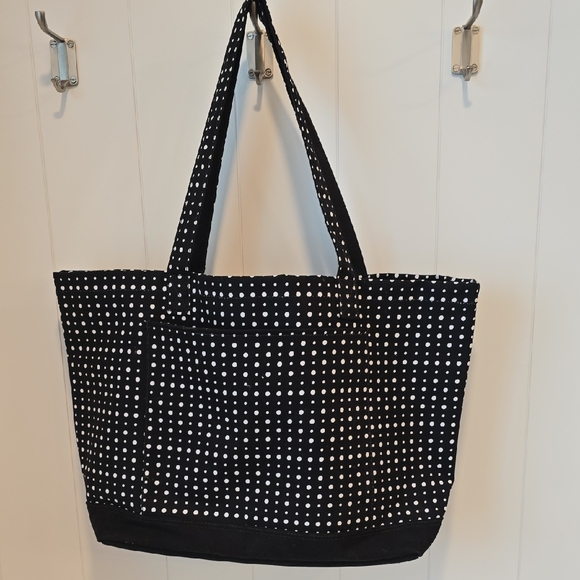 Thirty-One Black and White Dot Large Tote - Picture 1 of 9